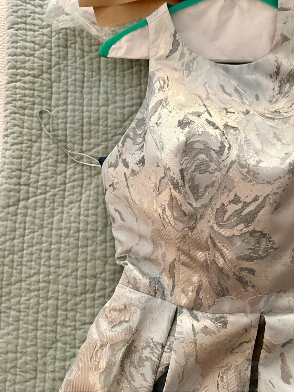 G
BHLDN Silver Blue Gray Floral Jacquard Maxi Gown ,GORGEOUS with Pockets! - Picture 2 of 8